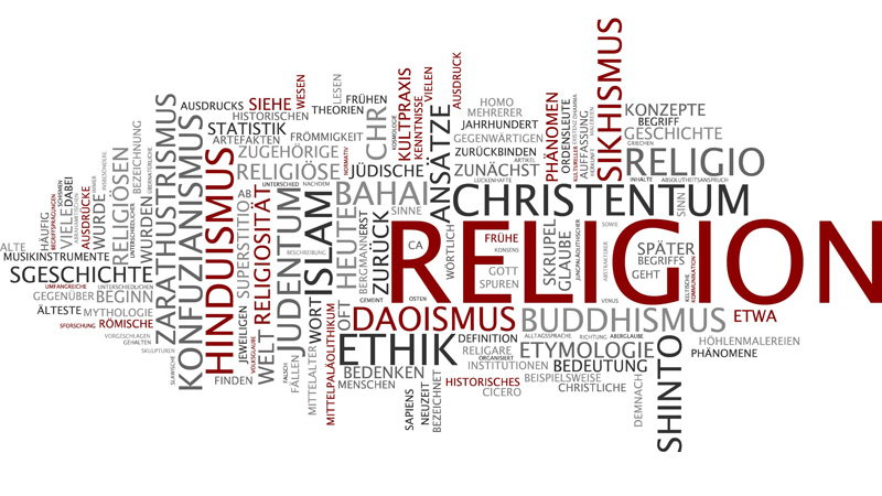 Wortwolke zum Thema Religion